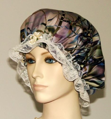 Abstract Marble Print Satin Hair Bonnet