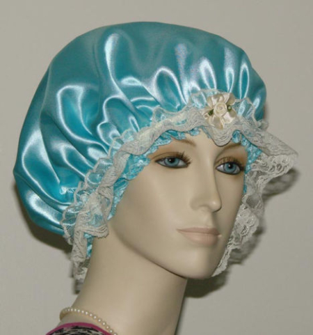 Aqua Satin Hair Bonnet