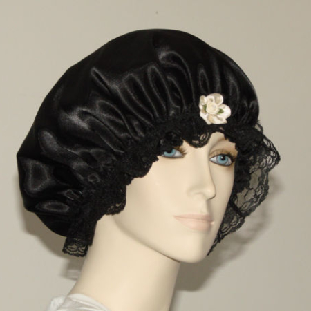 Black Satin Hair Bonnet