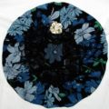 Blue Floral Print Satin Hair Bonnet