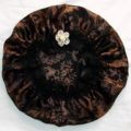 Brown Floral Black Satin Bonnet