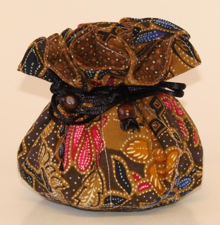 Brown Floral Batik Jewelry Pouch Organizer