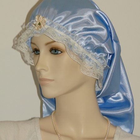 Dark Blue Satin Long Bonnet