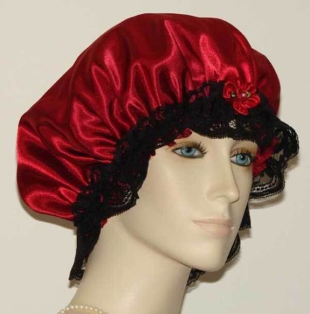 Dark Red Satin Bonnet