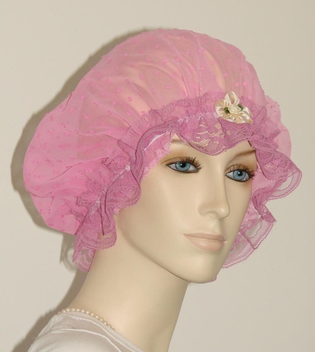 Gradient Pink Cotton Chiffon Hair Bonnet