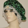 Green Silk Bonnet Cream Lace