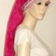 Hot Pink Floral Sheer Cotton Long Bonnet