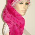 Hot Pink Floral Sheer Cotton Long Bonnet