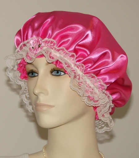 Hot Pink Satin Hair Bonnet