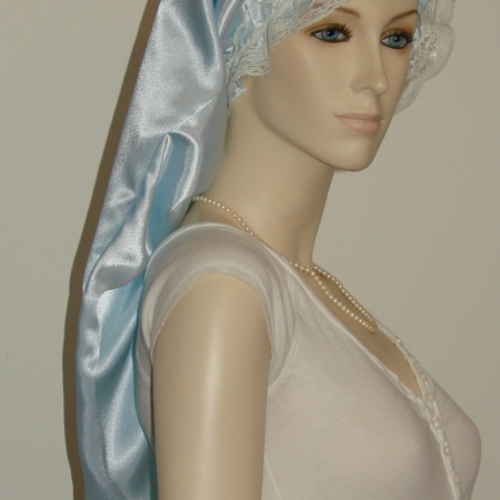 Light Blue Satin Long Bonnet