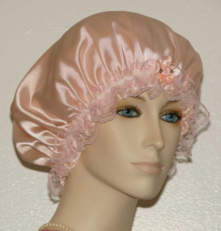 Light Peach Satin Hair Bonnet