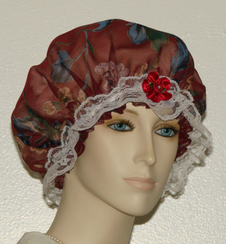 Dark Red Silk Hair Bonnet