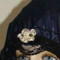 Navy Satin Long Hair Bonnet