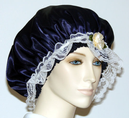 Midnight Blue Satin Hair Bonnet