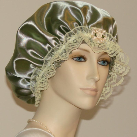 Olive Green Satin Hair Bonnet