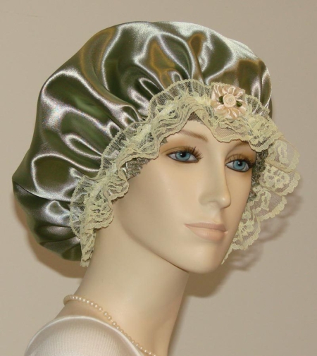 Olive Green Satin Hair Bonnet