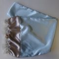 Taupe Light Blue Satin Long Bonnet