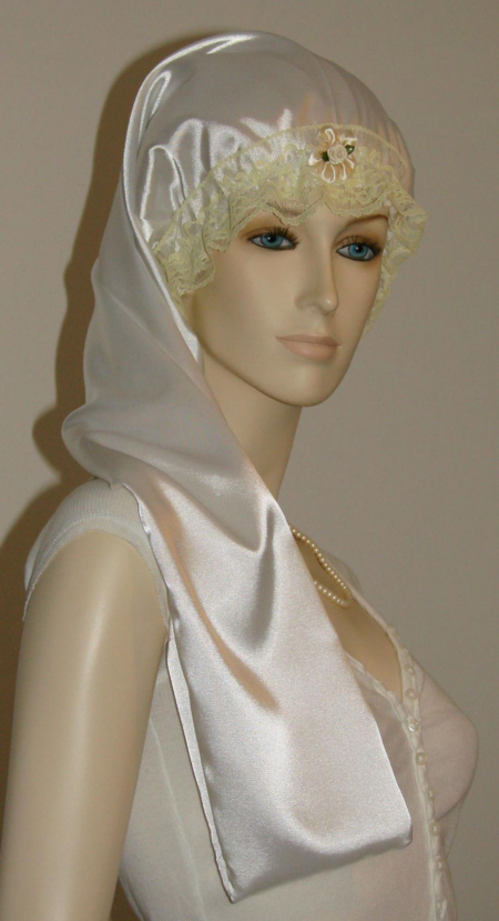 White Satin Long Hair Bonnet