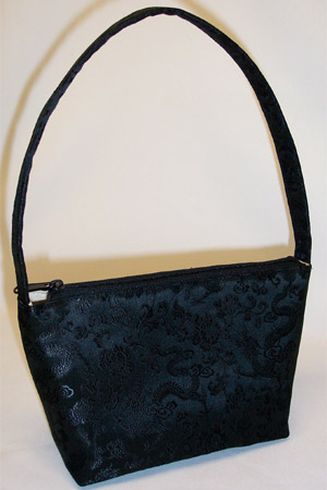 Black Brocade Silk Handbag