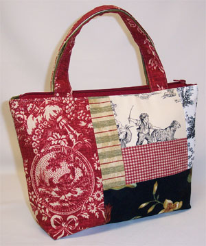 Dark Red Toile Purse