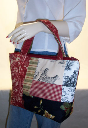 Dark Red Toile Purse