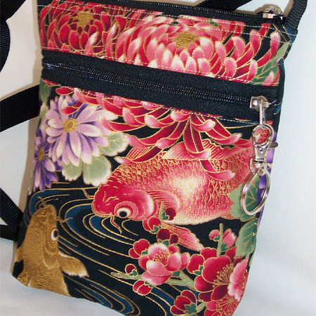 Floral Koi Fish Drawstring Purse