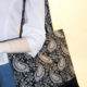 Paisley Floral Black Print Tote Bag