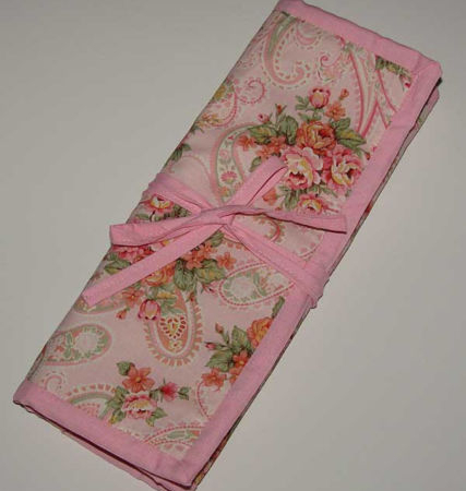 Pink Paisley Crochet Knitting Needles Organizer